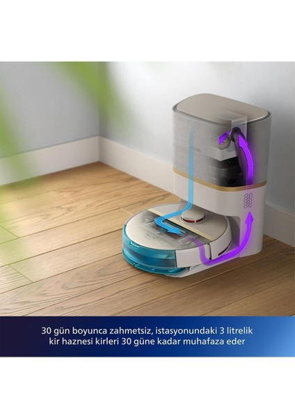 Islak Kuru ve Mop Özellikli Premium Robot Süpürge, Ultra Emiş Gücü, Lazer Navigasyon, 180 Dk. Süre