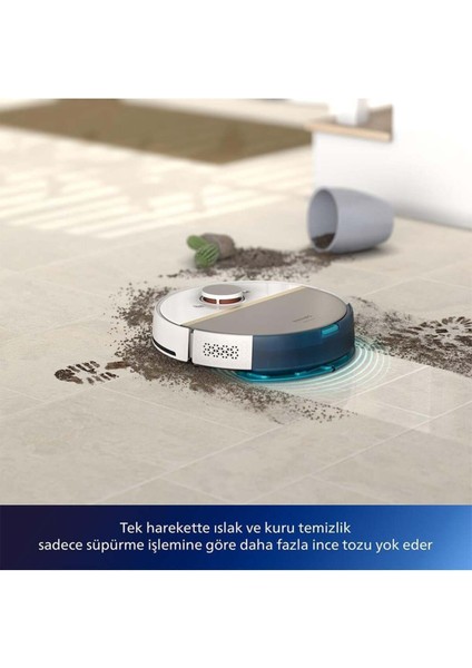 Islak Kuru ve Mop Özellikli Premium Robot Süpürge, Ultra Emiş Gücü, Lazer Navigasyon, 180 Dk. Süre