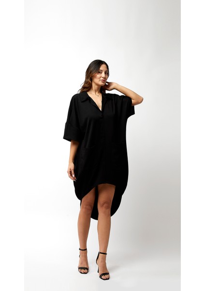 Arkası Uzun Önü Mini Salaş Elbise