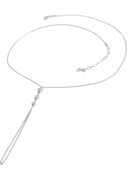 Şık 3 Sıra Kalp Model Gümüş Şahmeran Bileklik (Taşsız) - Rodyum