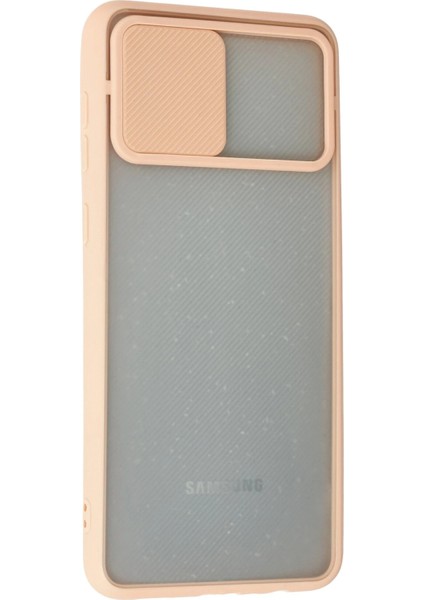Samsung Galaxy A02 Kılıf Palm Buzlu Kamera Sürgülü Silikon - Pembe Mrayd