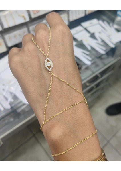 Işıltılı Beyaz Taşlı Göz Gümüş Şahmeran