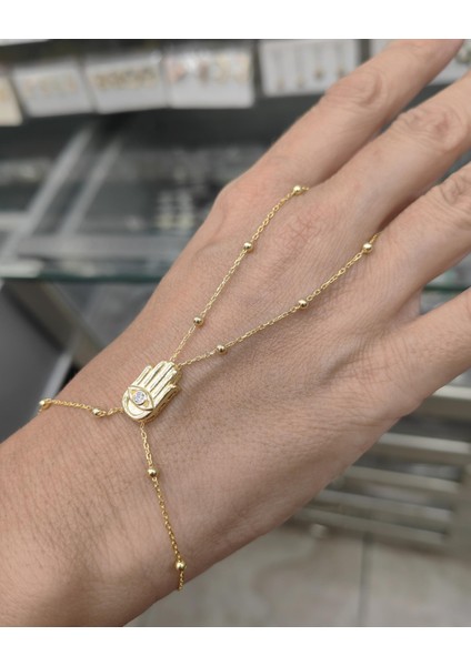 Fatmanın Eli Gümüş Şahmeran Bileklik - Tek Taşlı - Gold Renk indirimleri