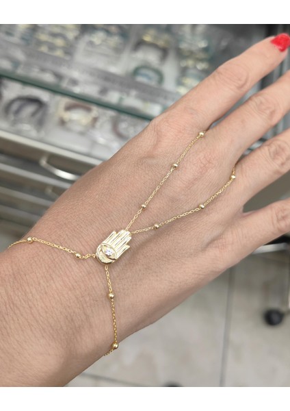 Fatmanın Eli Gümüş Şahmeran Bileklik - Tek Taşlı - Rodyum Renk indirimleri