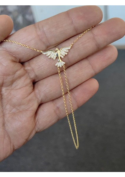 Beyaz Zirkon Taş Detaylı Gümüş Güvercin Model Şahmeran - Gold fiyatları
