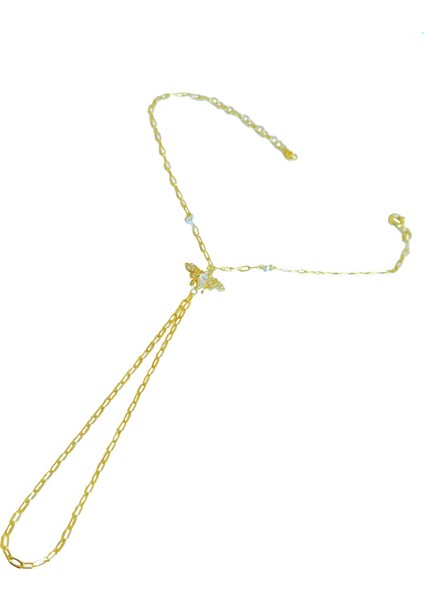 Doğal Inci ve Yusufçuk Motifli Gümüş Şahmeran – Zarif Bileklik - Gold Renk fırsatları