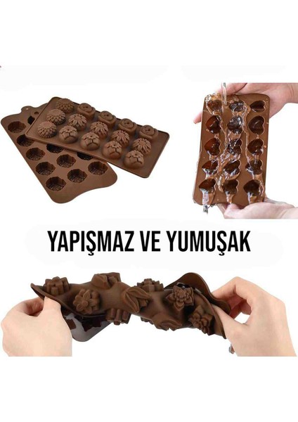 Silikon Çikolata Kalıbı Kalpli Desenli Mini Çikolata Buz Kalıp