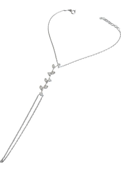 Zarif Dal Desenli Gümüş Şahmeran Bileklik – Beyaz Taşlı Tasarım - Rose Renk fırsatları