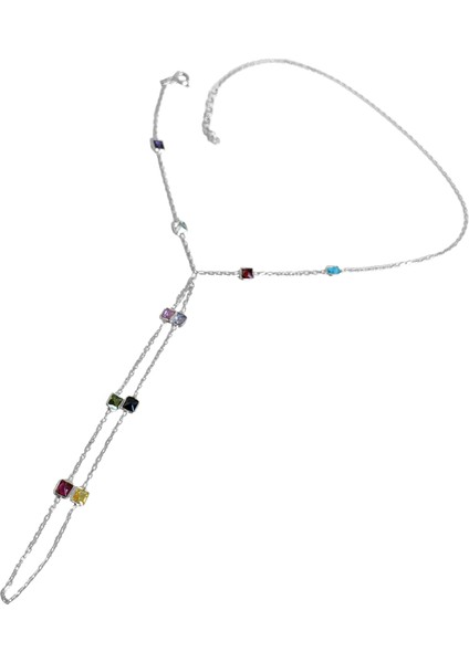 Zarif ve Göz Alıcı Renkli Taşlı Gümüş Şahmeran Bileklik - Gümüş Renk