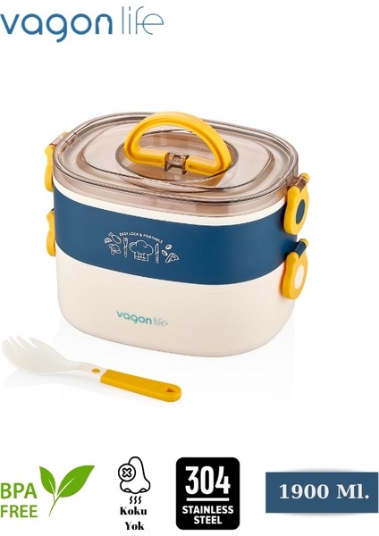 - Portable Lunch Box Iki Katlı Paslanmaz Çelik Taşınabilir Yeni Nesil Sefer Tası– 1900 Ml.