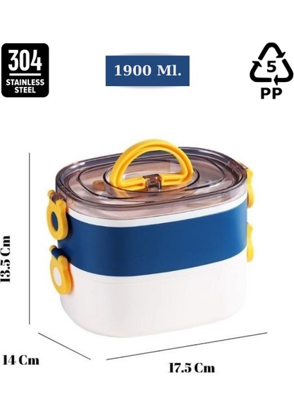 - Portable Lunch Box Iki Katlı Paslanmaz Çelik Taşınabilir Yeni Nesil Sefer Tası– 1900 Ml.