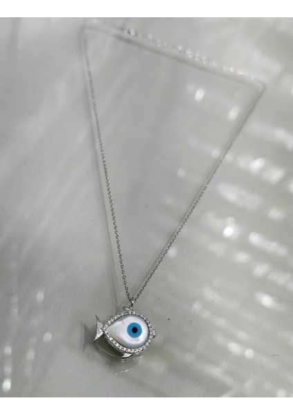 Opal Taşlı Balık Gümüş Kolye - Rose Renk modelleri