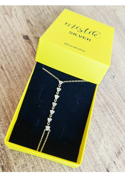 Sıralı Üçgen Taşlı Gümüş Şahmeran Bileklik - Zarif ve Şık Tasarım - Rose modelleri