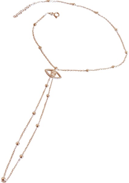 Göz Figürlü Top Zincirli Gümüş Şahmeran Bileklik – Özel Tasarım - Rose Renk