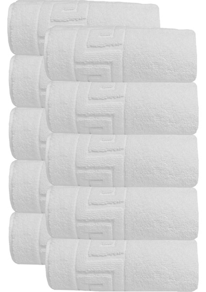 10 Lu Otel Ayak Havlusu Bukle Ayak Izli 50 x 70 cm Beyaz 20/2 Ring 250 gr
