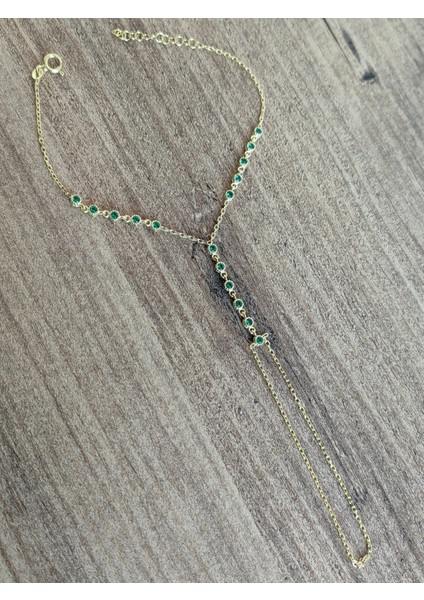 Zirkon Taşlı Zümrüt Yeşili Gümüş Şahmeran Bileklik - Rodyum fırsatları