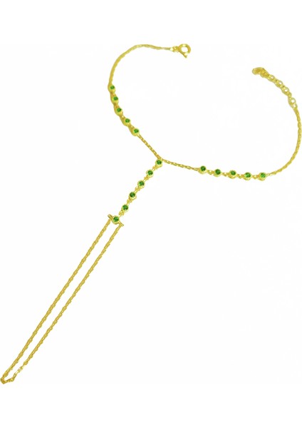 Zirkon Taşlı Zümrüt Yeşili Gümüş Şahmeran Bileklik - Rodyum indirimleri