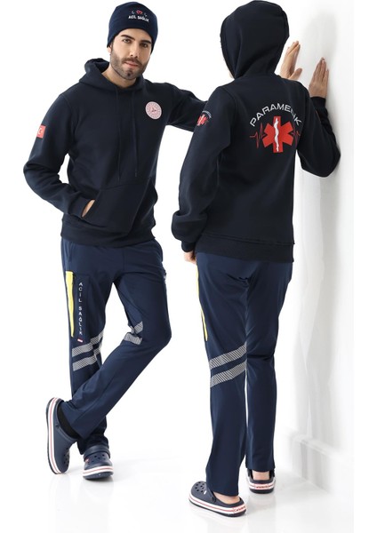 Paramedik Acil Sağlık Unisex Kapüşonlu Sweatshirt - Lacivert modelleri