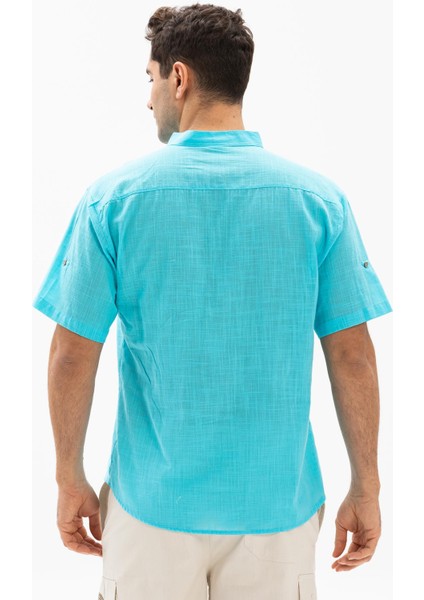 Kısa Kol Şile Bezi Bodrum Erkek T-Shirt Açık Turkuaz fiyatları