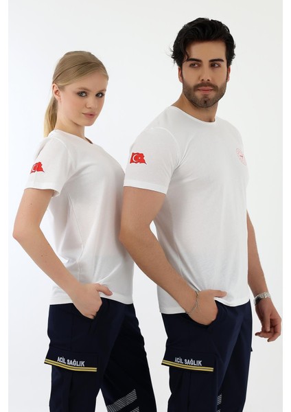 112 Yuvarlak Yaka Penye Kısa Kol Tshirt - Beyaz fiyatları
