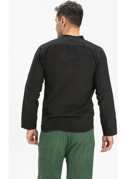 Uzun Kol Şile Bezi Bodrum Erkek T-Shirt Füme
