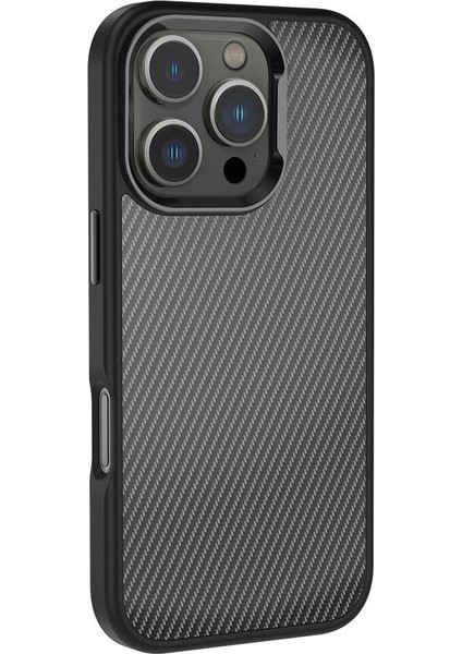 iPhone 16 Pro Max Kılıf Karbon Fiber Tasarımlı Sert Lysara Premium Kapak
