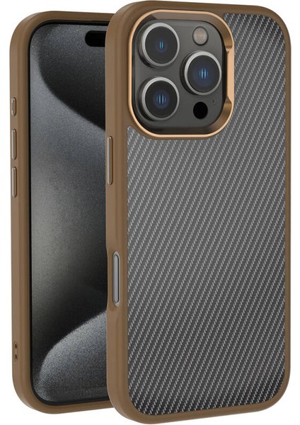 iPhone 16 Pro Max Kılıf Karbon Fiber Tasarımlı Sert Lysara Premium Kapak