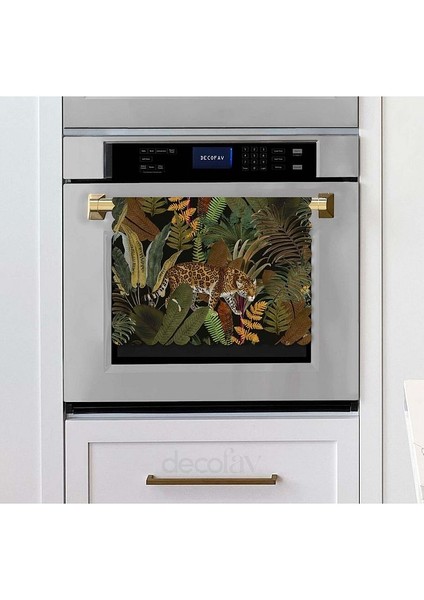 Egzotik Leopar ve Tropikal Yaprak Tasarımlı Lazer Kesim Fırın Örtüsü 40 x 53 cm
