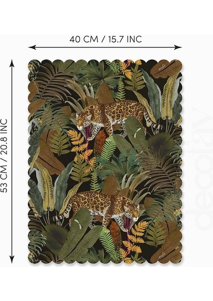 Egzotik Leopar ve Tropikal Yaprak Tasarımlı Lazer Kesim Fırın Örtüsü 40 x 53 cm fiyatları