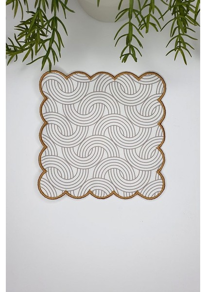 Geometrik Zincir Desenli Nakış Kenar Kumaş Kokteyl Peçetesi 1 Adet