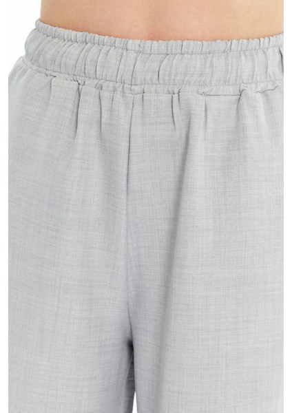 Kadın Pantolon Keten Karışımlı Beli Lastikli Kırışmaz Kumaş Pantolon Keten-Pantolon