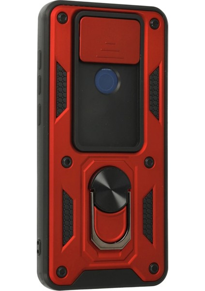 Xiaomi Redmi Note 9 Kılıf Pars Lens Yüzüklü Silikon - Kırmızı Mrayd