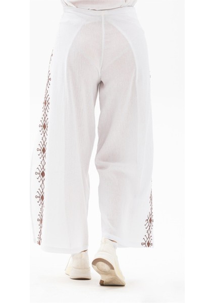 Nakışlı Bilmece Pantolon Beyaz modelleri
