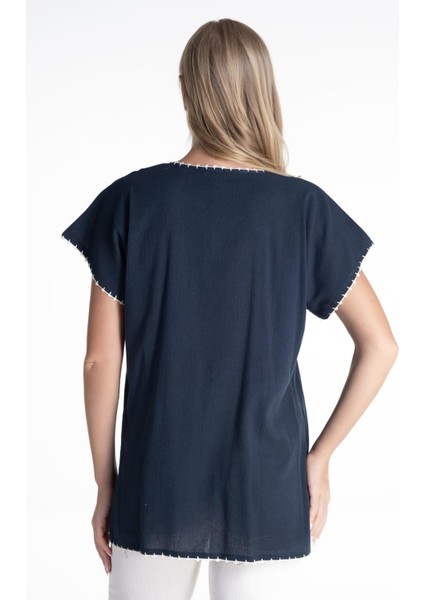 Kısa Kol Şile Bezi Naz Yazlık Bluz Petrol Ptrl fiyatları