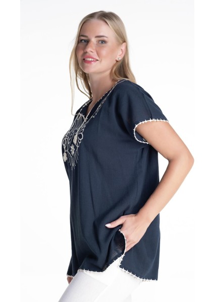 Kısa Kol Şile Bezi Naz Yazlık Bluz Petrol Ptrl fırsatları