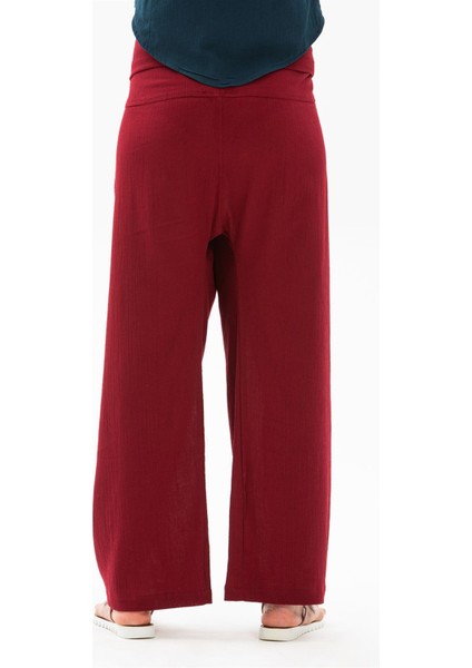Kadın Şile Bezi Thai Balıkçı Yazlık Pantolon Bordo Brd