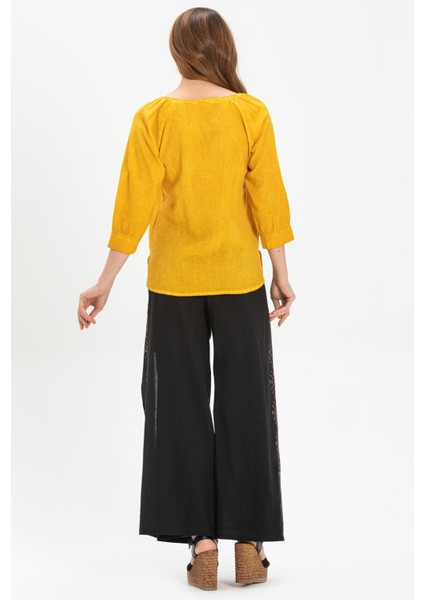 Nakışlı Bilmece Pantolon Siyah