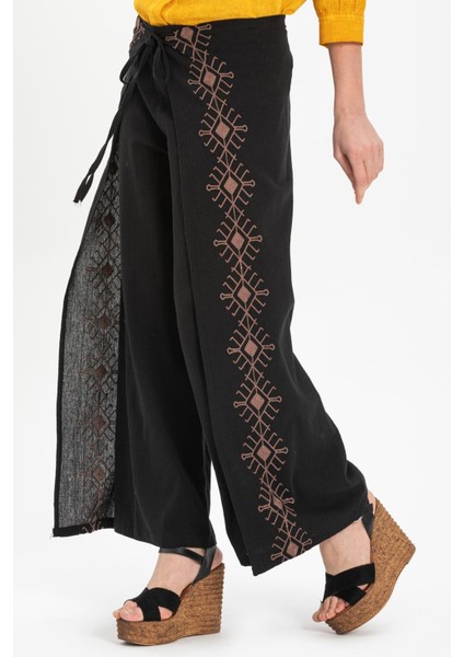 Nakışlı Bilmece Pantolon Siyah