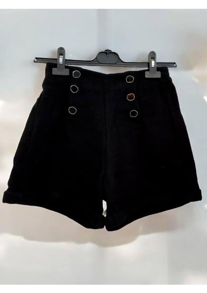 Kız Çocuk Kışlık Bel Lastikli Düğmeli Siyah Şort fırsatları