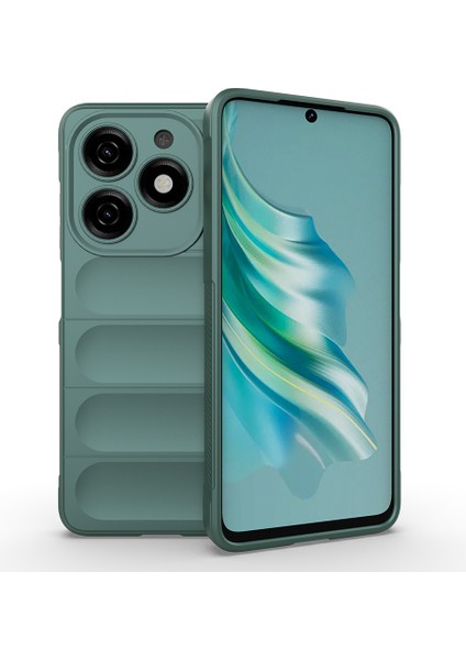 Infinix Hot 40I Kılıf Esnek Tpu Oyuklu Arka Yüzey Tasarımlı Ardx Etnik Silikon Kapak - Koyu Yeşil