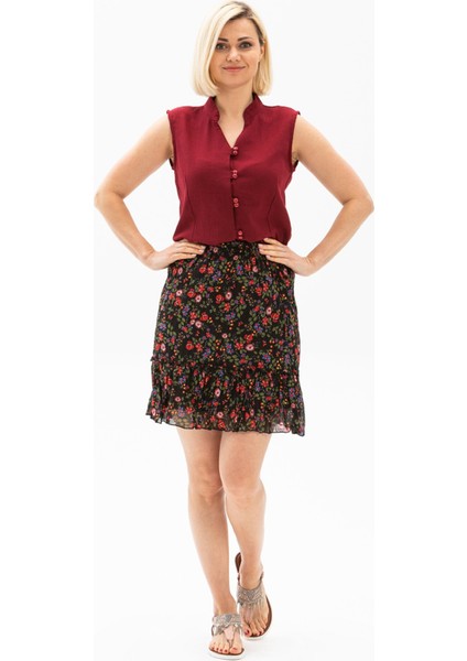 Kolsuz Şile Bezi Arzu Yazlık Bluz Bordo Brd