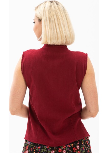 Kolsuz Şile Bezi Arzu Yazlık Bluz Bordo Brd
