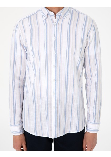 Erkek Mavi Regular Fit Uzun Kollu Gömlek 50301572-VR036