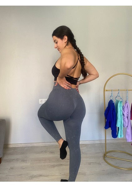Asit Yıkama Kalçası Büzgülü Seamless Tayt