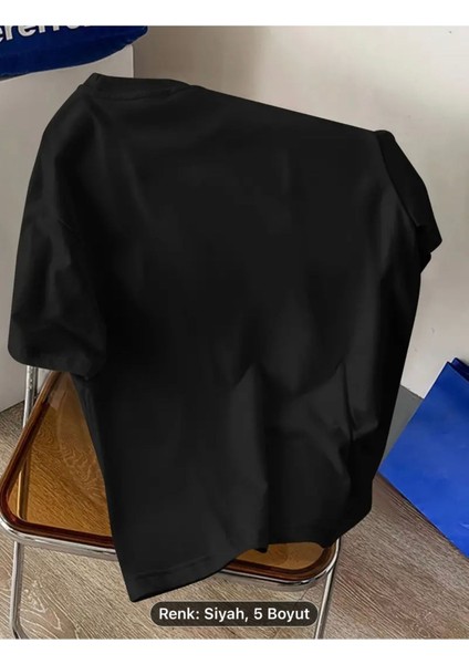 Line Grafik Baskılı Erkeklerin Yaratıcı Üstü, Rahat Kısa Kollu Crew Neck Oversize T-Shirt, Erkek