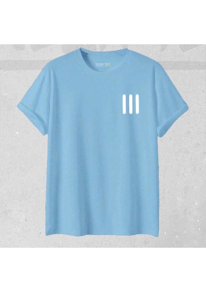 Unisex Üç Çizgi Baskılı Yeni Sezon Pamuklu Oversize Tshirt