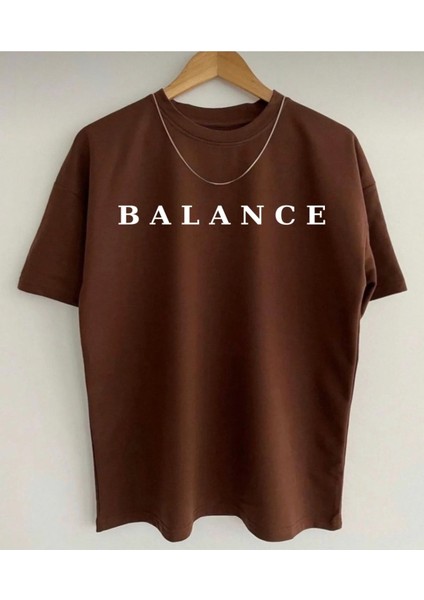 Yeni Sezon Pamuklu Balance Baskılı Oversize Tshirt