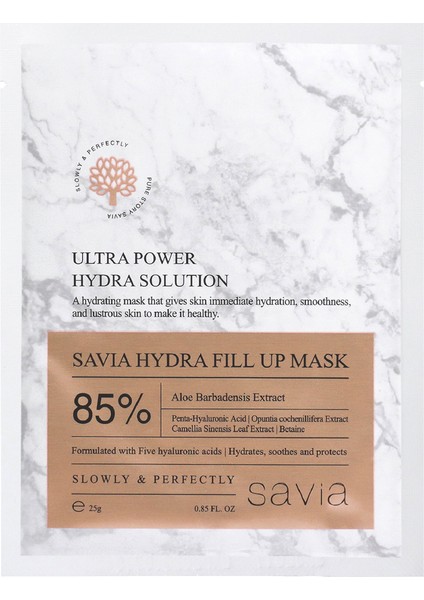 Savia Hydra Fill Up Kağıt Maske | Hyaluronik Asit + Aloe Vera + Centella Asiatica | Yoğun Nem ve Onarım | Kore Cilt Bakım Maskesi