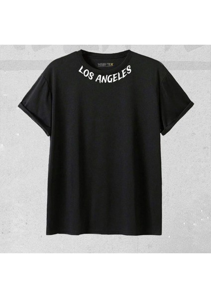 Yeni Sezon Unisex Los Angeles Yaka Baskılı T-Shirt