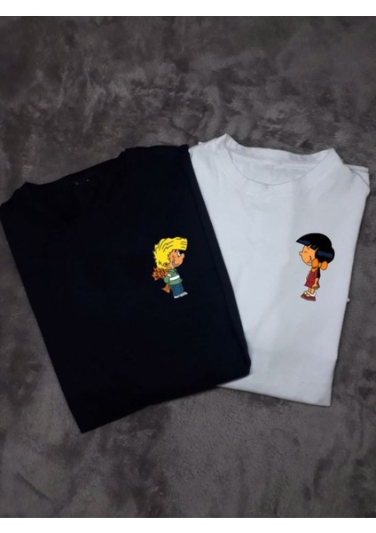 Cedric & Chen Baskılı Sevgili Kombini Oversize T-Shirt